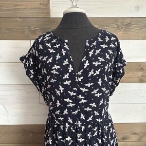 Loft ⚜️ Navy Blue and White Bumblebee Print Dress